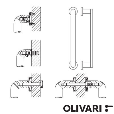 Sistemi di fissaggio Olivari per maniglione