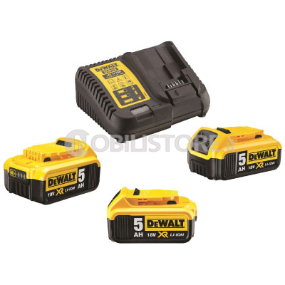 Started set DeWalt 3 batterie 18 V 5 Ah e caricabatterie DCB1104