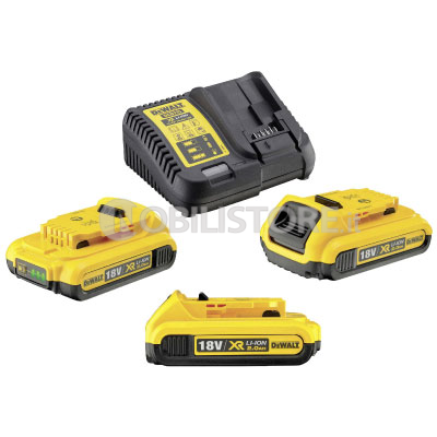 Started set DeWalt 3 batterie 18 V 2 Ah e caricabatterie DCB115