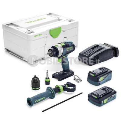 Trapano con Percussione Festool a batteria QUADRIVE TPC 18/4 5,0/4,0 I-Plus