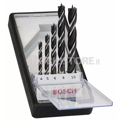Set 5 punte Bosch Robust Line elicoidali per legno