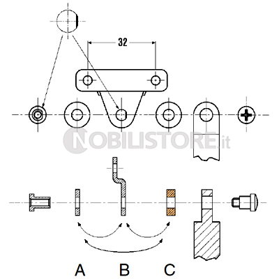 Kit fissaggio anta con telaio per braccio mod. 600 e 601