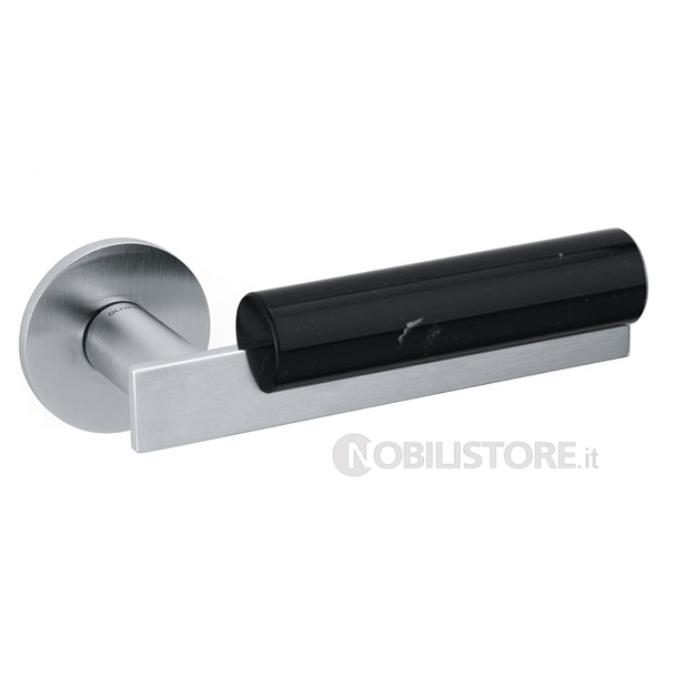 MH Cromo satinato + marmo Nero Marquina/Satin chrome + Marquinia black marble
