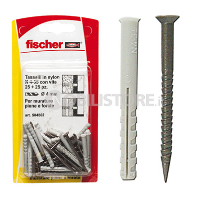 Tassello Fischer N 4-35 K con vite per battiscopa