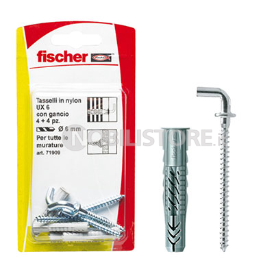 Tassello Fischer UX H K con gancio