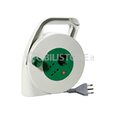 Avvolgicavo 10 m. H05VV-F 3G1,5 - 2 prese 2P+T 16A bipasso + 1 standard italo/tedesco + disgiuntore