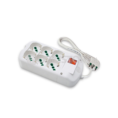 Multipresa a 6 uscite 2P+T 16A bipasso/standard tedesco