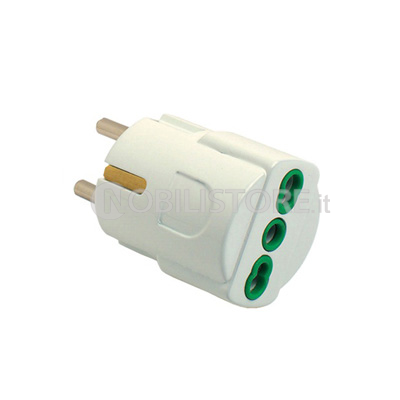 Adattatore semplice - spina 2P+T 16A standard franco/tedesco - presa 2P+T 16A bipasso