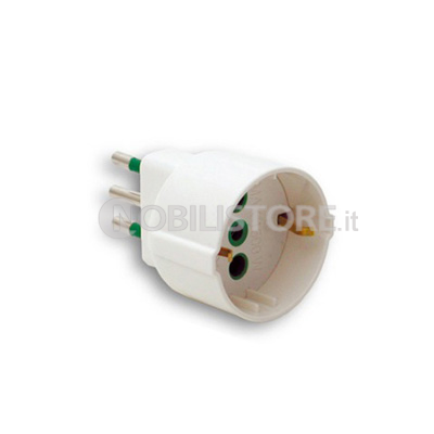 Adattatore semplice - spina 2P+T 10A - presa standard italo/tedesco 2P+T 16A