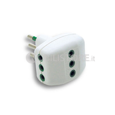 Adattatore triplo - spina 2P+T 10A - Prese 2P+T 10A