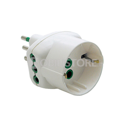 Adattatore triplo - spina 2P+T 10A - Prese 2P+T 10A + 1 standard italo/tedesco