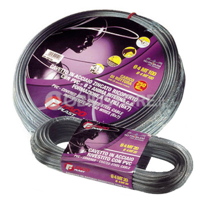 Cavetto in acciaio zincato rivestivo con PVC filo 5,0 mm