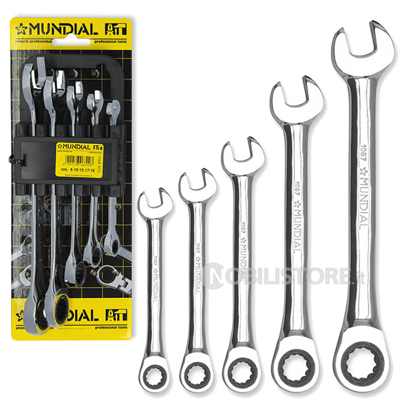 Set 5 chiavi combinate a cricchetto semplice Mundial