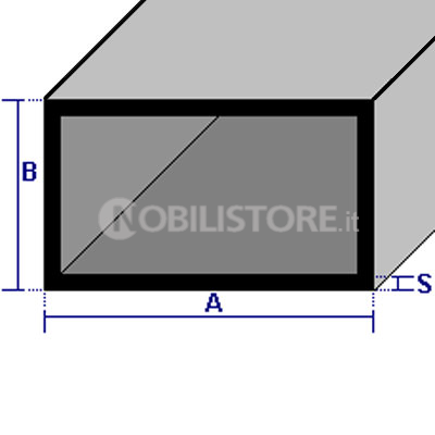 Profilato rettangolare vuoto in asta da 3 metri