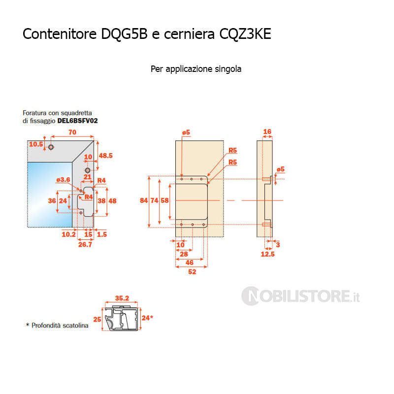Contenitore DQG5B con cerniera CQZ3KE